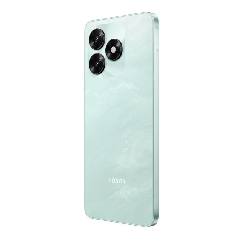 Celular Honor X5c 4G 128GB cyan, cámara 50MP dorsal oblicuo