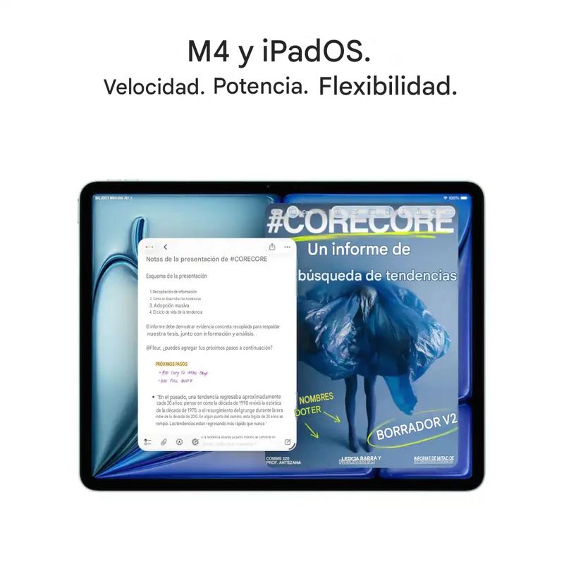 iPad Air M4128GB RAM 12GB con cámara de 12MP blue especificaciones