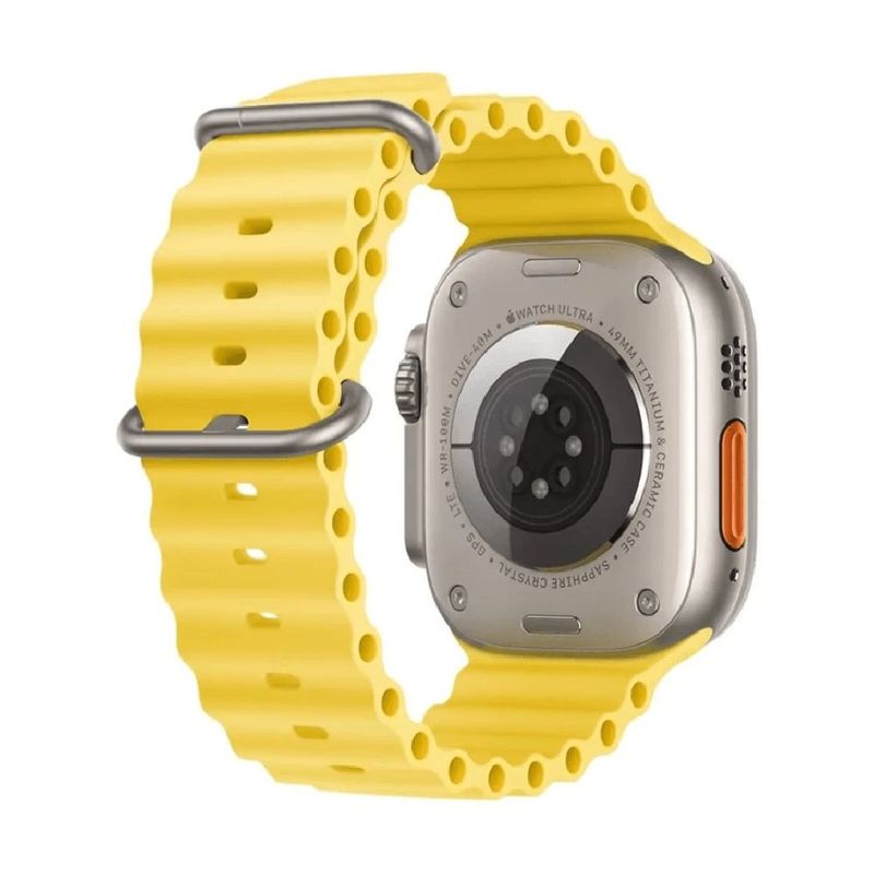 Correa Ocean Ultra OEM para Apple Watch amarilla frontal uso