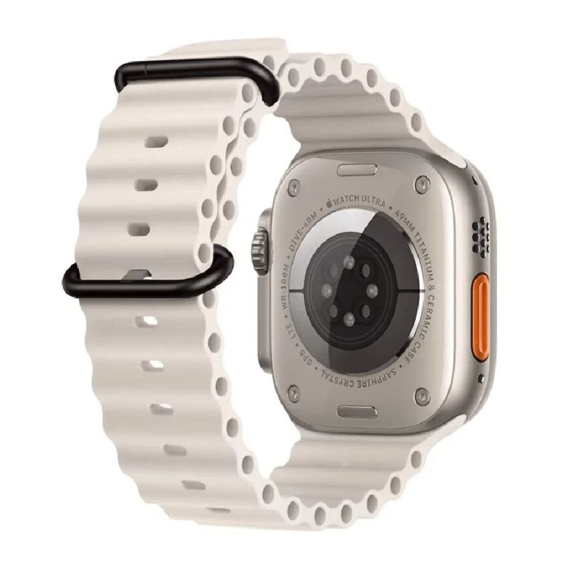 Correa-Ocean-Ultra-OEM-para-Apple-Watch-beige-con-hebilla-negra FRONTAL USO