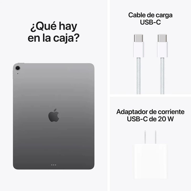 iPad Air 11 pulgadas Chip M4 128GB color space gray vista incluye en caja