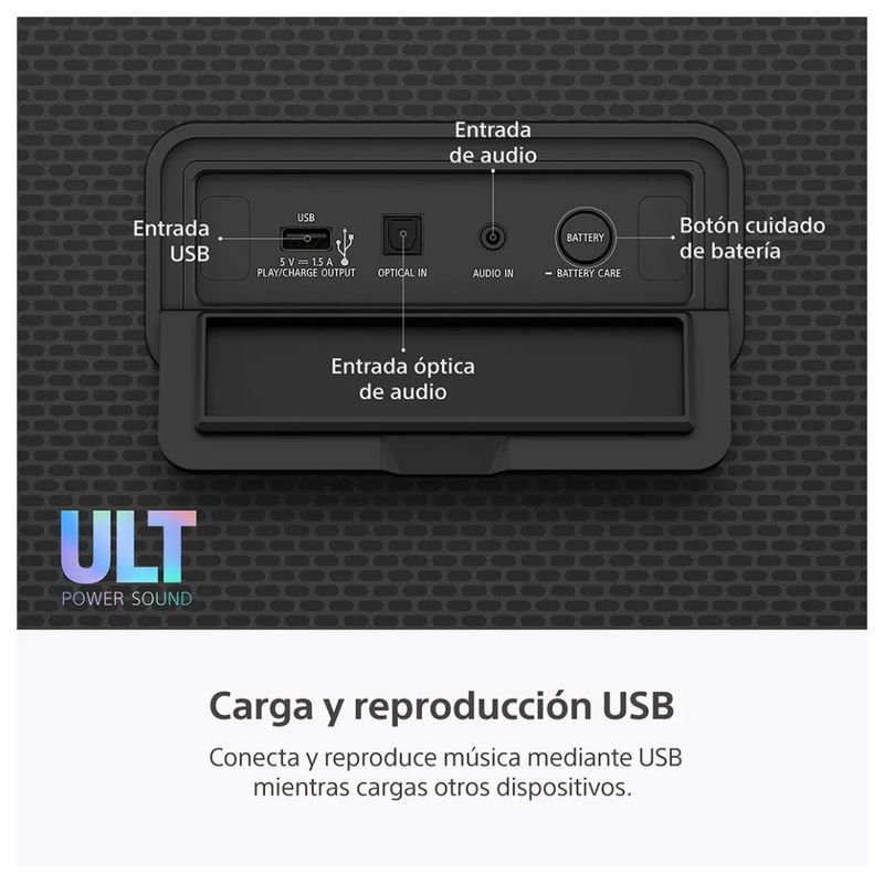 Parlante Sony ULT TOWER 9 negro entradas auxiliares