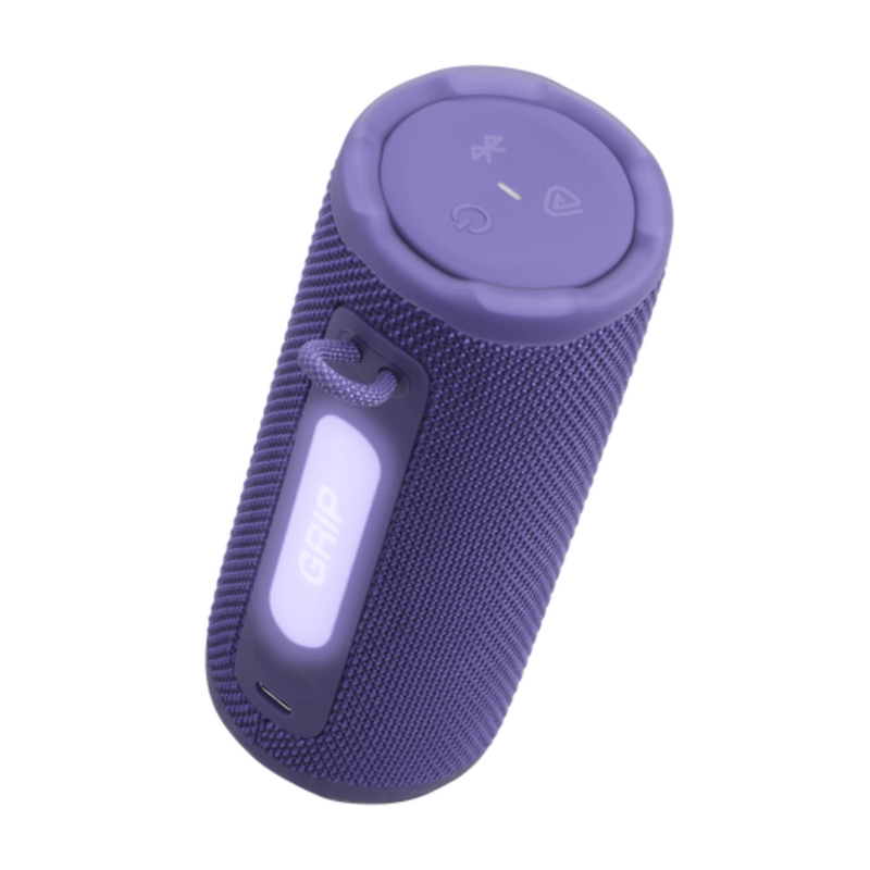 Parlante JBL Grip púrpura vista lateral