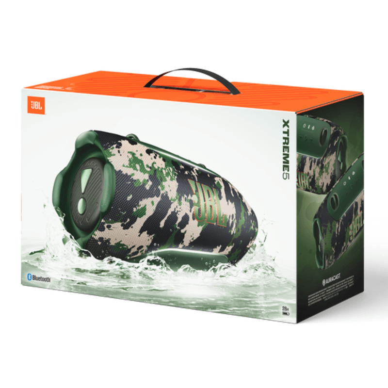 Parlante JBL Xtreme 5 camuflado contenido de caja
