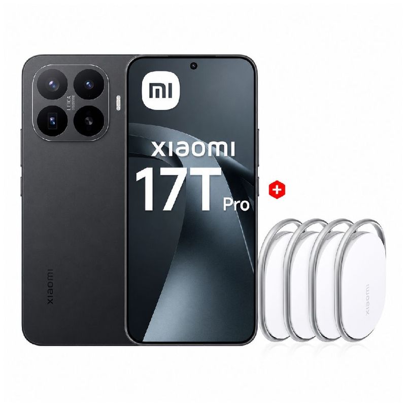Celular Xiaomi 17T Pro 5G 512GB negro + Tag 4 Pack frontal