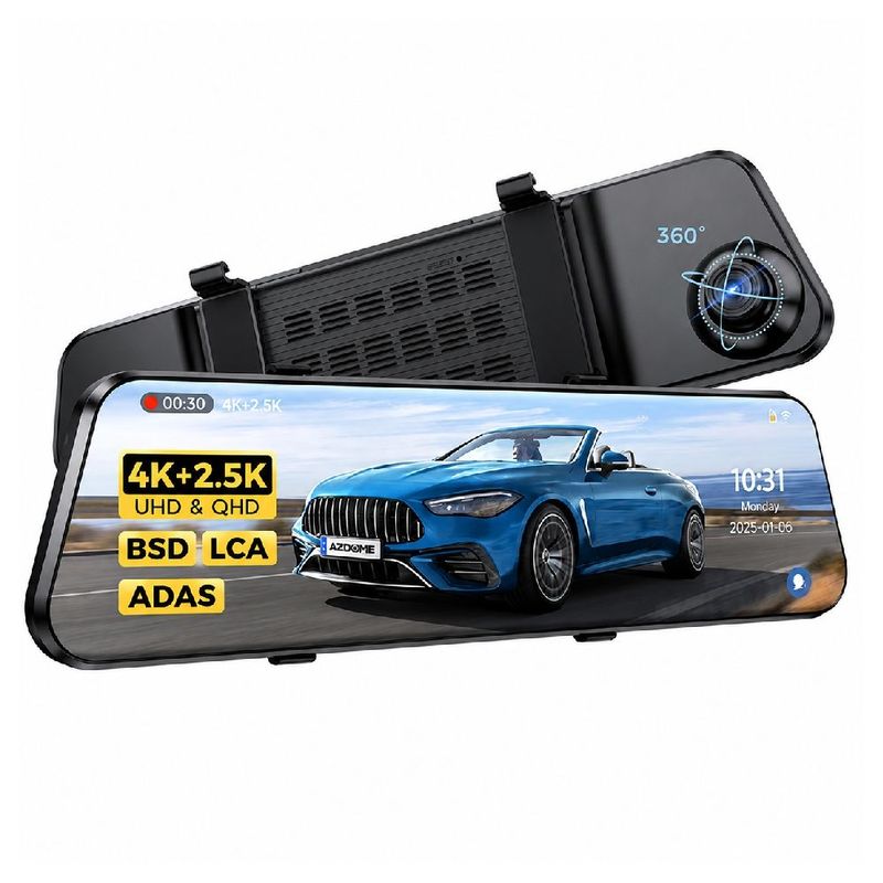 Dashcam Azdome PG17 Max espejo 4K GPS Wi-Fi 5GHz negra frontal