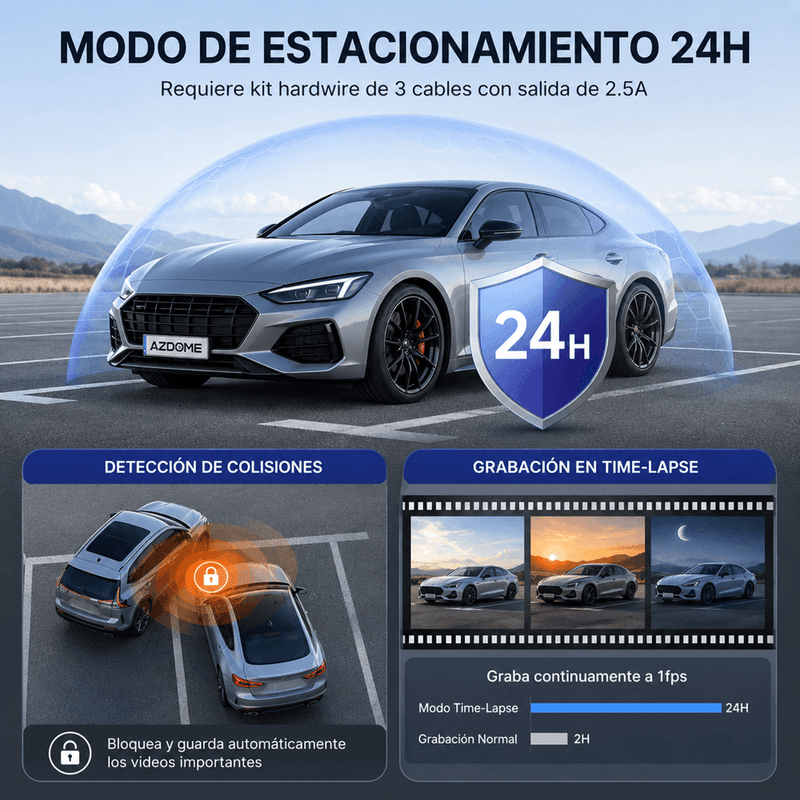 Kit Hardwire Azdome HT03 USB Tipo-C 12V/24V 5V 2.5A negro beneficios