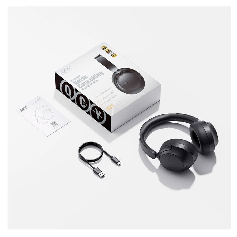 Audífonos QCY H3S negro contenido de caja
