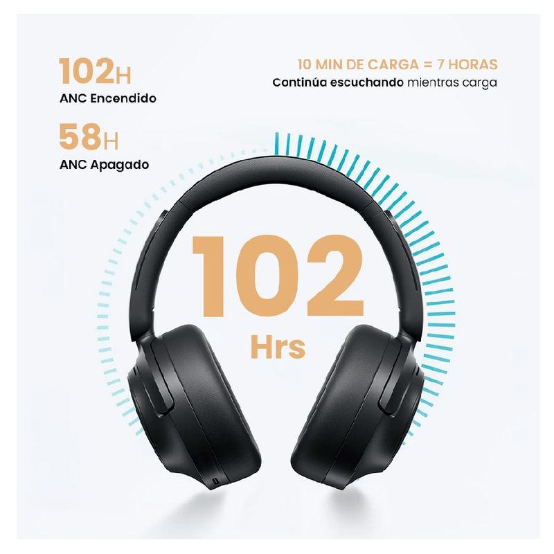 Audífonos QCY H3S negro batería hasta 58 120 horas
