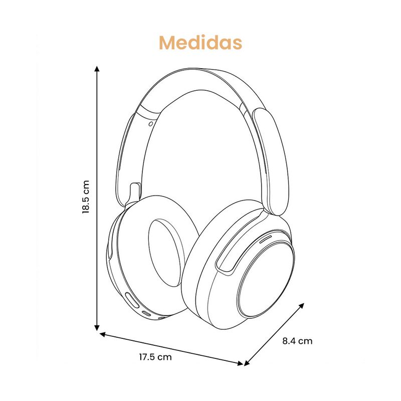 Audífonos QCY H3S negro medidas
