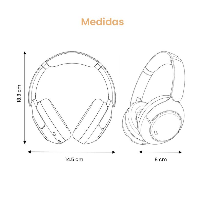 Audífonos QCY H3 Pro negro medidas