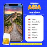 Chip físico MIFI Asia 8 países 15GB 30 días datos móviles FRONTAL BENEFICIO PAISES