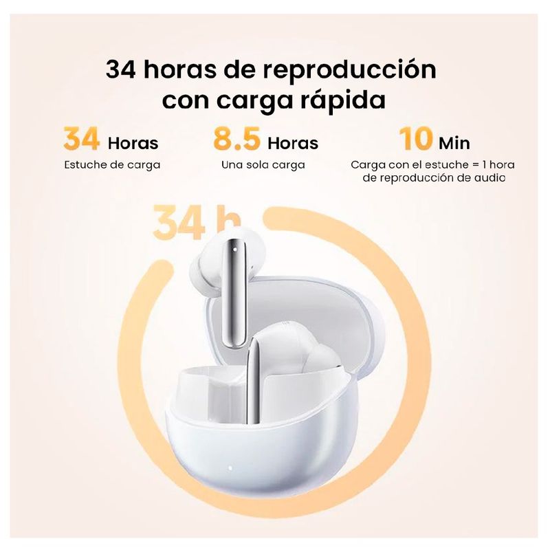 Audífonos QCY MeloBuds Pro dorado batería hasta 34 horas
