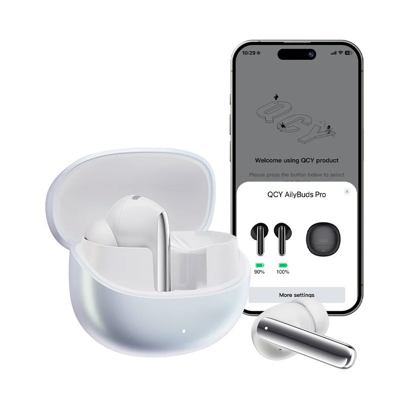 Audífonos QCY MeloBuds Pro blanco enlace app