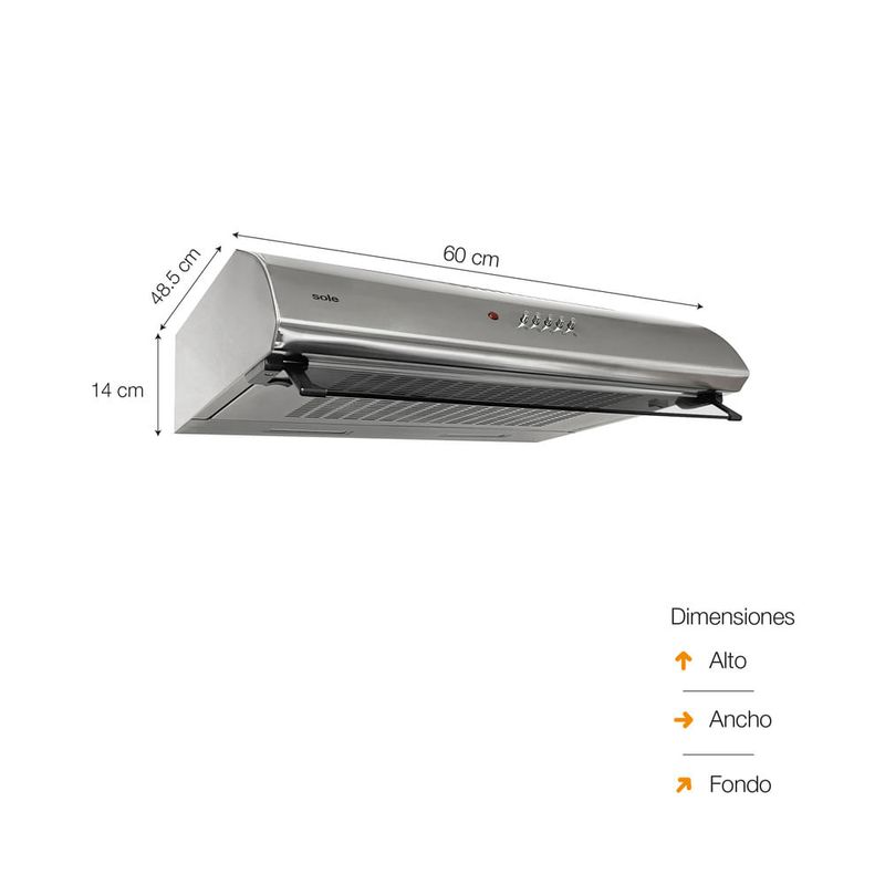 Campana extractora Sole Atenea 60 cm LED plateada beneficios