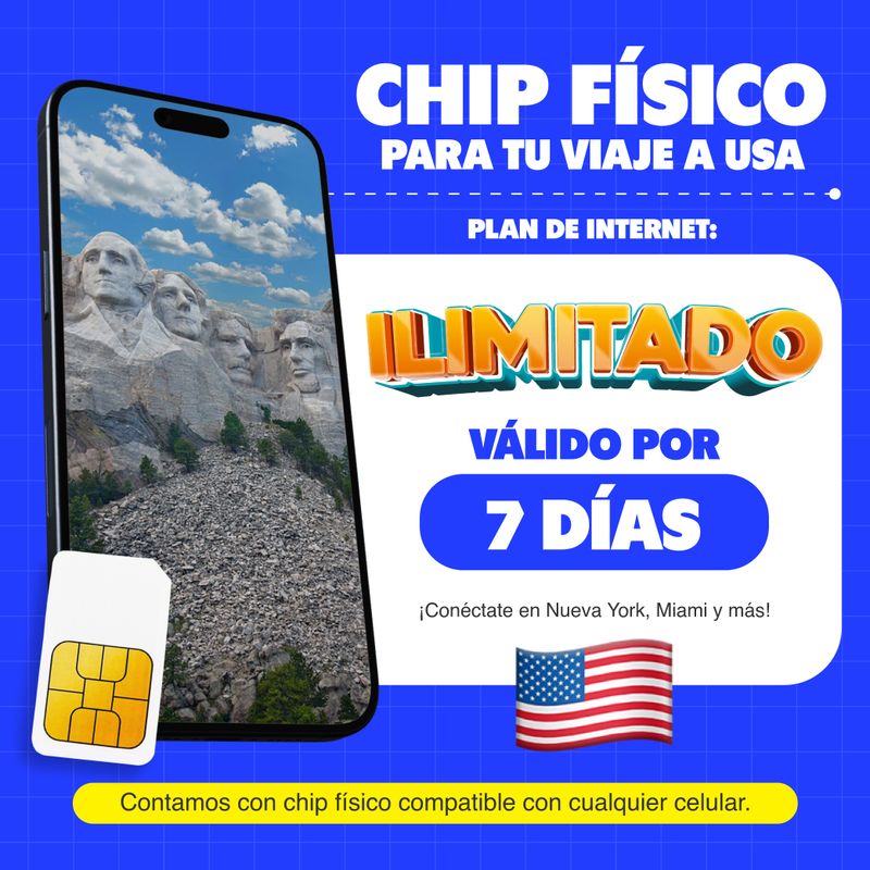 Chip físico MIFI USA ilimitado 7 días solo datos beneficio