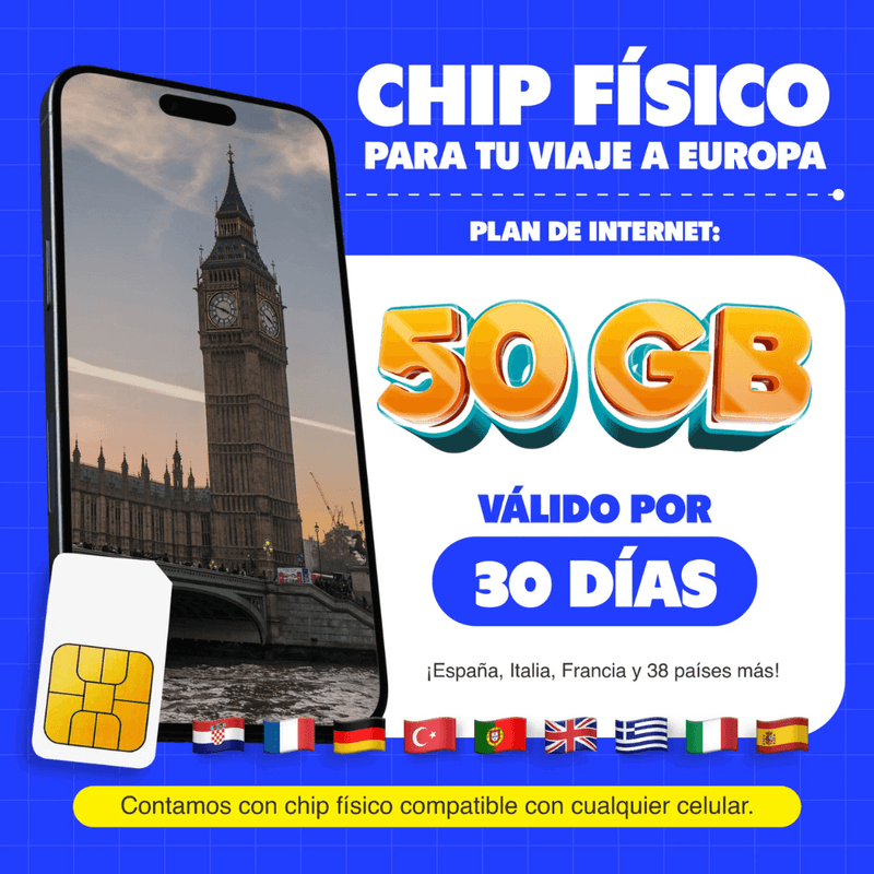Chip físico MIFI Chip Físico Global 30 días Europa 41 países vista de producto