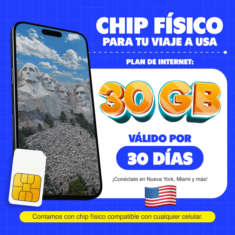 Chip físico MIFI USA 30GB 30 días solo datos beneficios