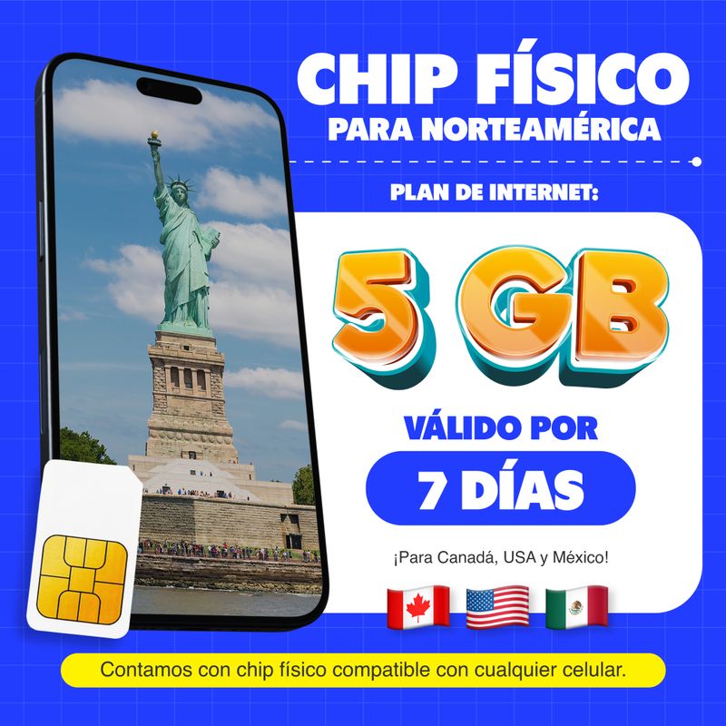 Chip físico MIFI Norteamérica 5GB 7 días FRONTALBENEFICIO
