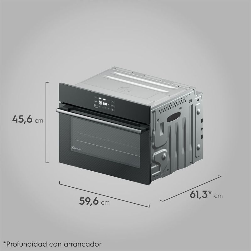Horno Electrolux OE5EA 50L AirFry panel touch negro medidas