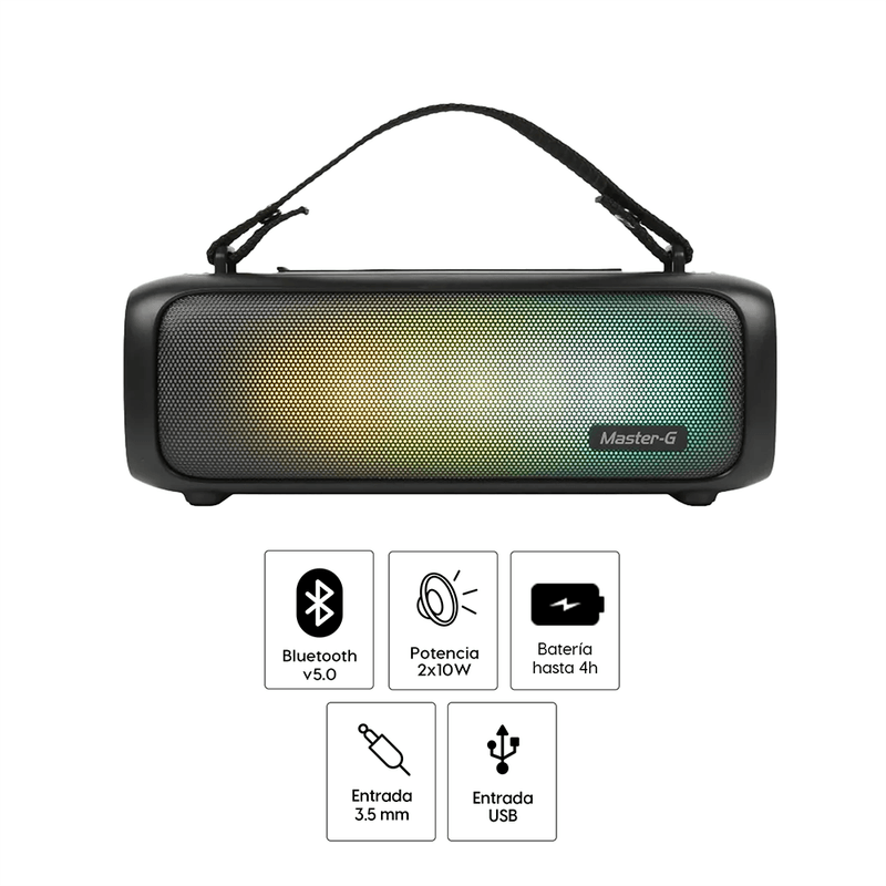 Parlante Bluetooth portátil Master-G MGBOOM especificaciones