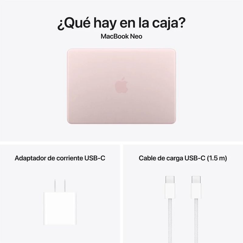 MacBook Neo 13 Blush contenido de caja