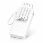 Batería externa Bossmey 10000mAh, 22.5W, 4 cables, blanca FRONTAL