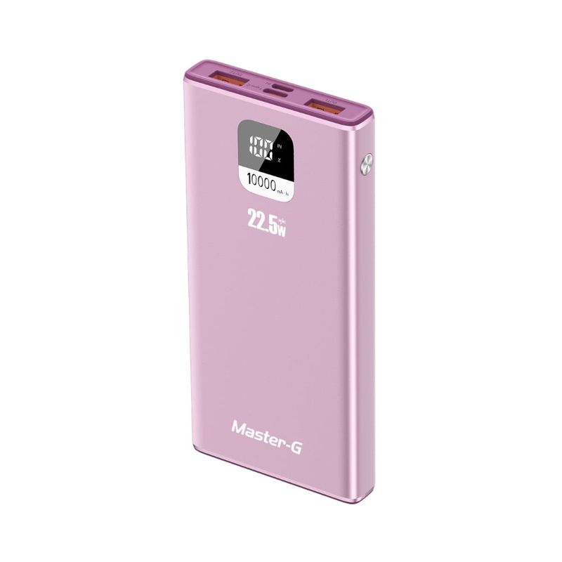Batería externa Master-G 10000mAh 22.5W Power rosado frontal