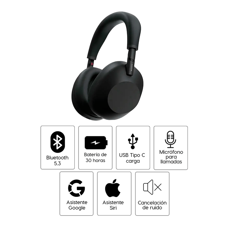 Audífonos Sony WH-1000XM6 negros especificaciones