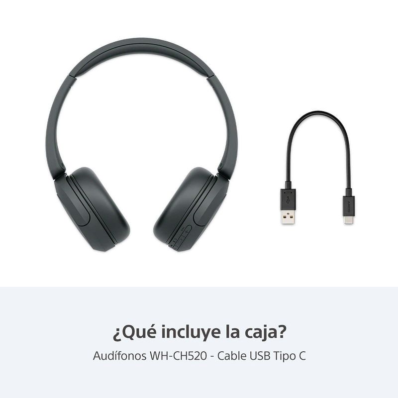 Audífonos Sony WH-CH520 inalámbricos bluetooth contenido de caja