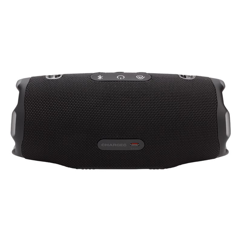 Parlante bluetooth JBL Charge 6 Auracast 40W negro vista posterior controles integrados