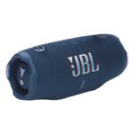 Parlante bluetooth JBL Charge 6 Auracast 45W azul vista perspectiva tres cuartos radiadores laterales