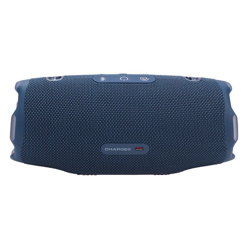 Parlante bluetooth JBL Charge 6 Auracast 45W azul vista posterior controles integrados