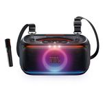 Parlante Bluetooth JBL PartyBox On-The-Go 2 100W IPX4 negro vista frontal + microfono
