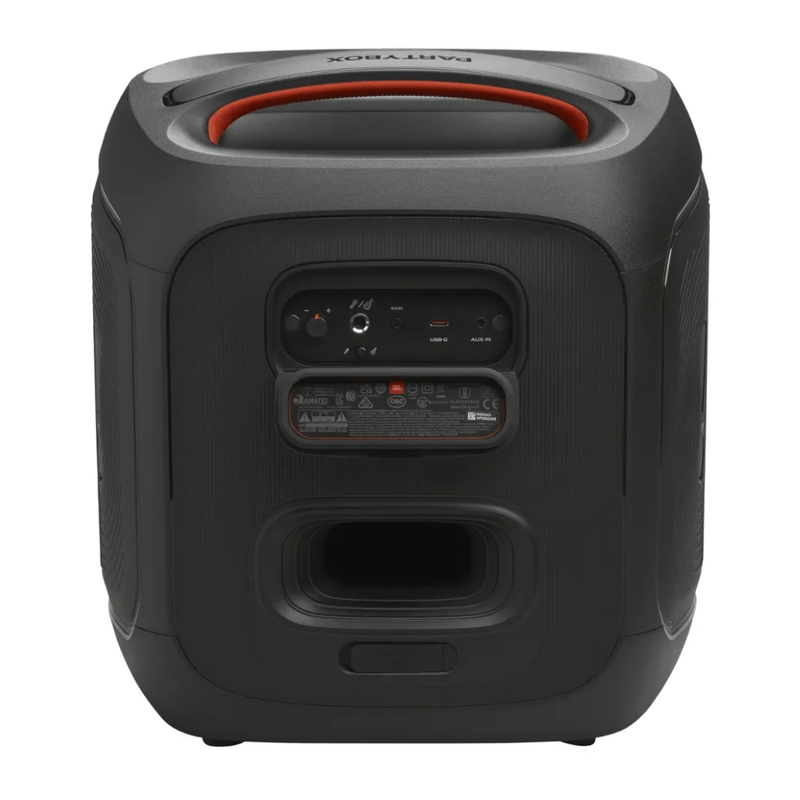 Parlante portátil JBL con Bluetooth y función karaoke vista lateral