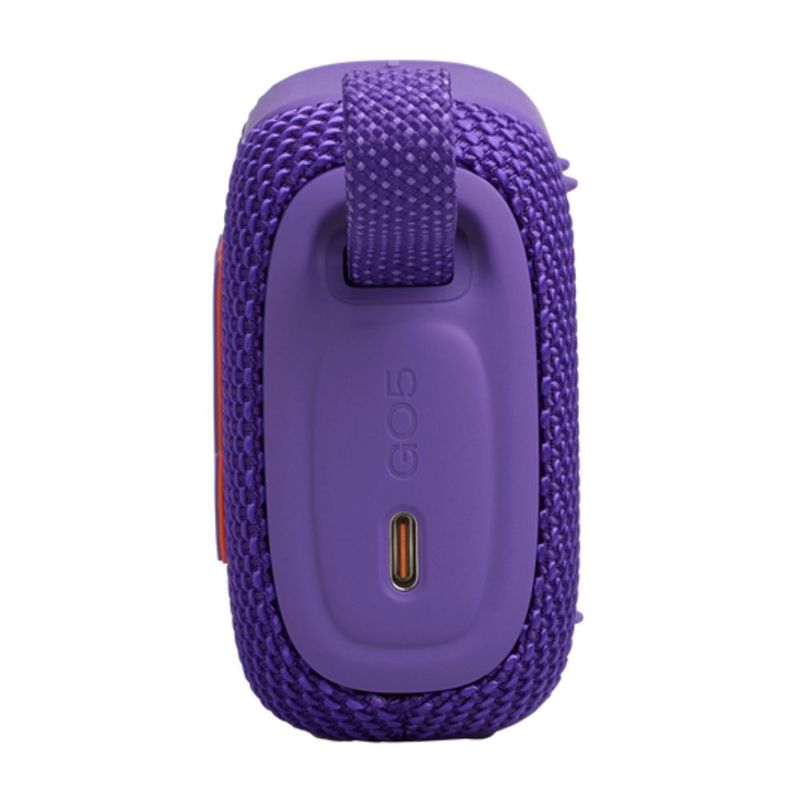 Parlante JBL Go 5 Bluetooth IP68 10h Portátil Púrpura lateral conexión