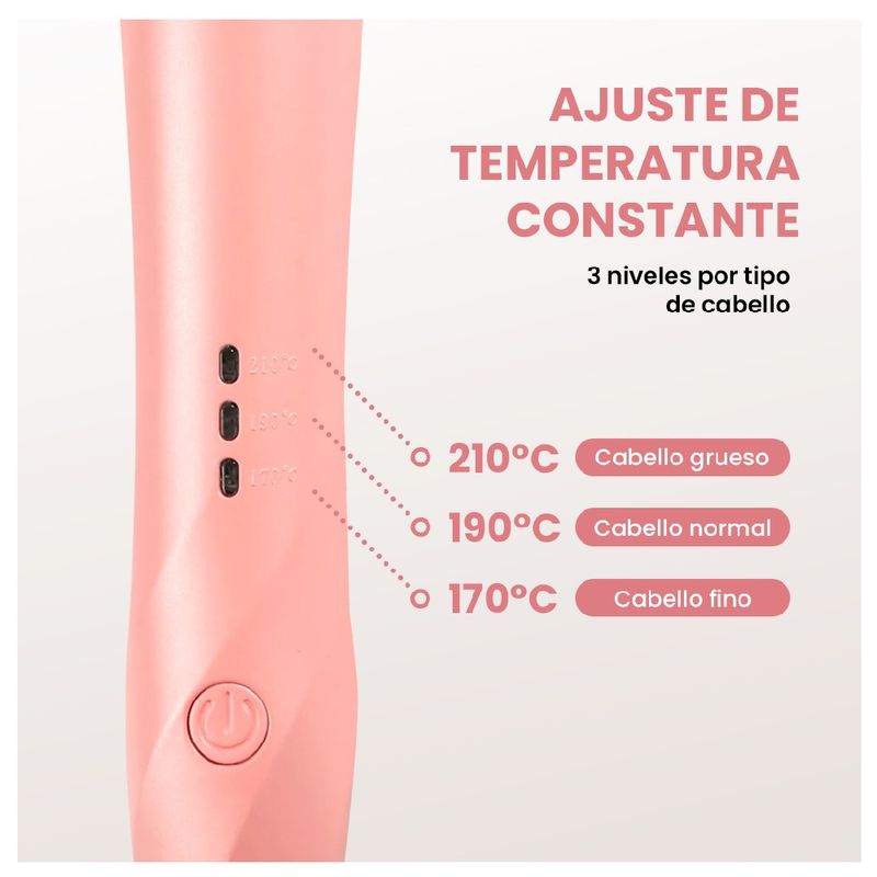 Rizador automático Bomidi HC02, 210°C, cerámica, rosado