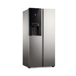 Refrigeradora Electrolux 481L gris con dispensador de agua frontal oblicuo