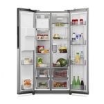 Refrigeradora Electrolux 481L gris con dispensador de agua frontal