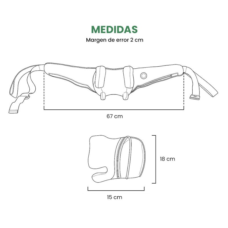Masajeador de cuello Bomidi MP2 Lite con calor 6D verde interno