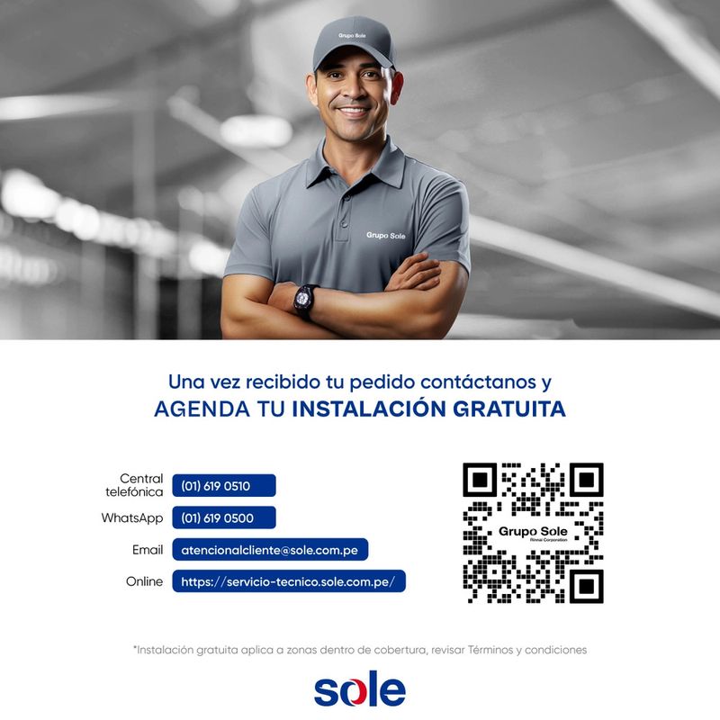 Calentador instantáneo Sole 5.5L GLP, 11KW, control total frontal instalaciones