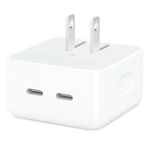 Cargador Apple 35W Dual USB-C, carga doble, compacto, blanco inferior
