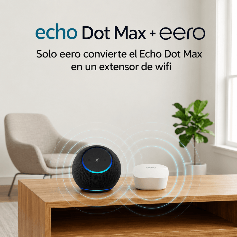 Parlante Amazon Echo Dot Max Alexa Wi-Fi Negro con eero