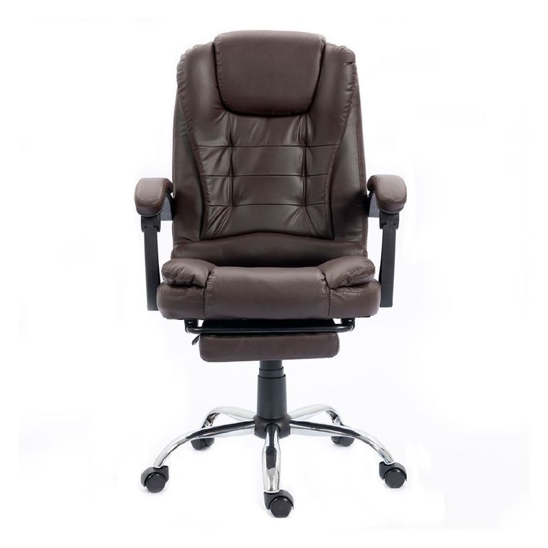 Silla gerencial Sillium reclinable con reposapiés marrón frontal
