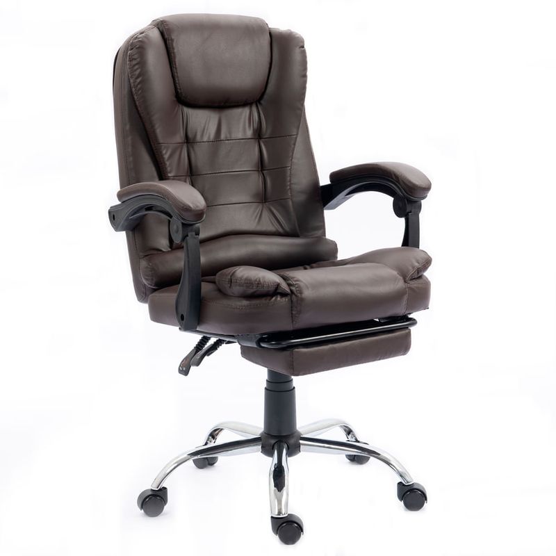 Silla gerencial Sillium reclinable con reposapiés marrón frontal oblicuo