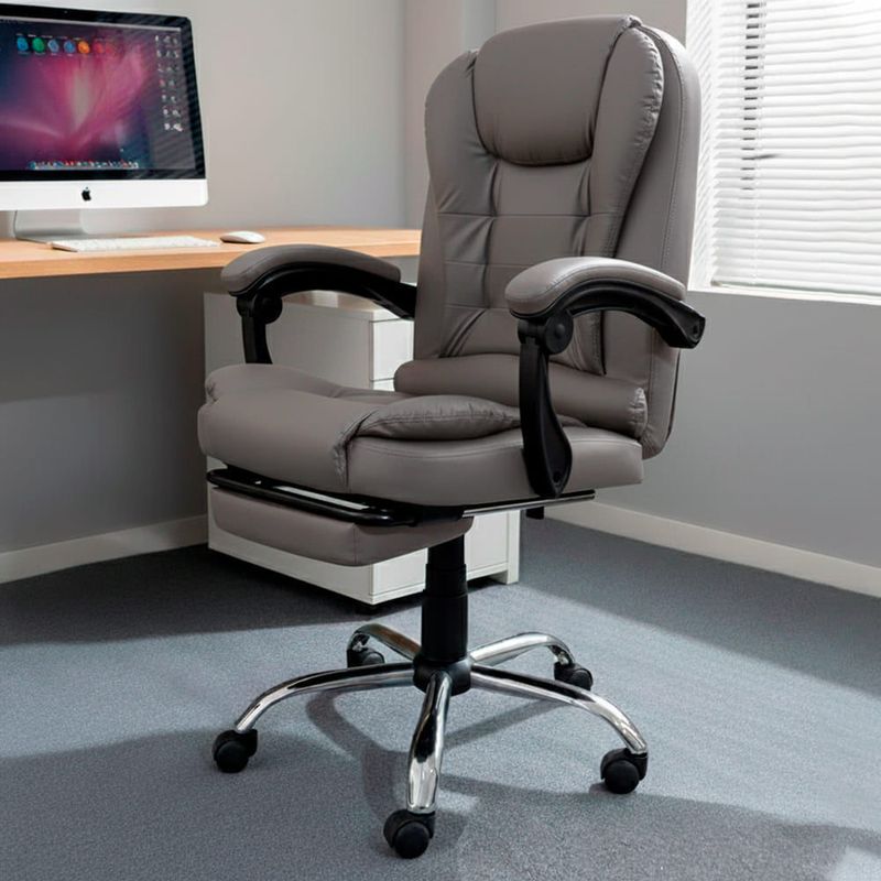 Silla gerencial Sillium reclinable con reposapiés gris diagonal uso