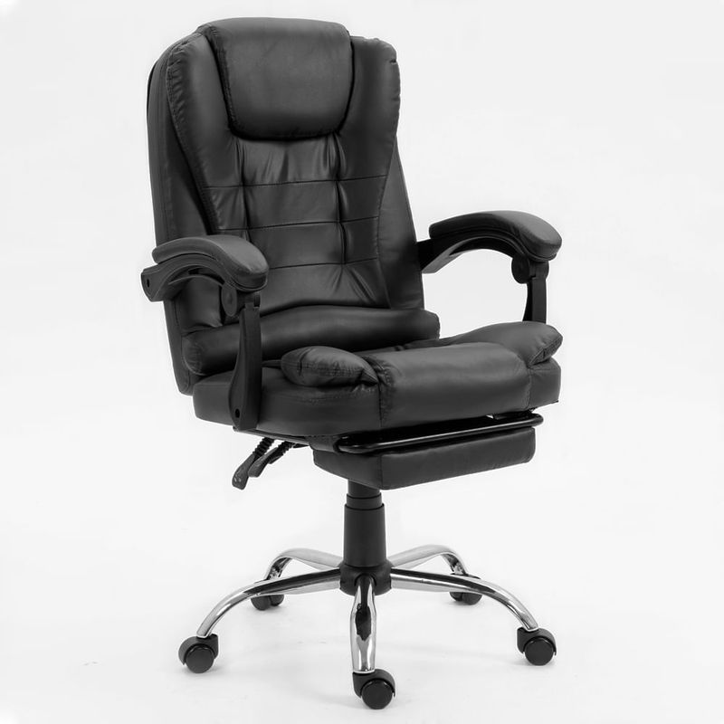 Silla gerencial Sillium reclinable con reposapiés negra oblicuo