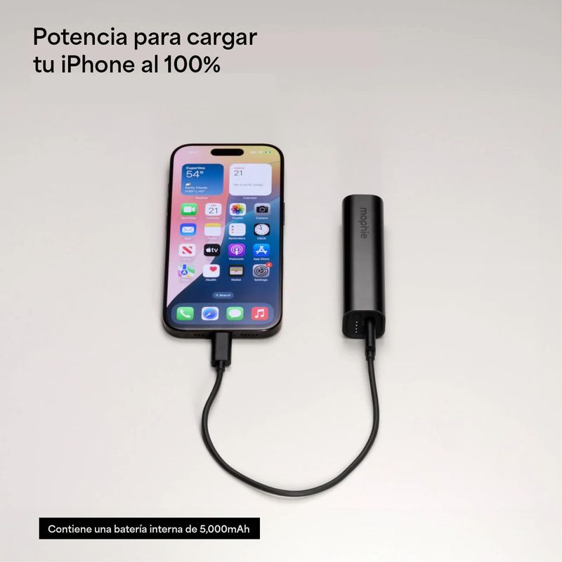 Batería externa mophie Mini 5000mAh USB-C PD 20W negra velocidad