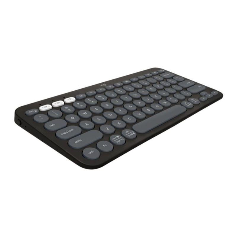 Teclado inalámbrico Logitech Pebble 2 K380S color grafito vista frontal oblicua