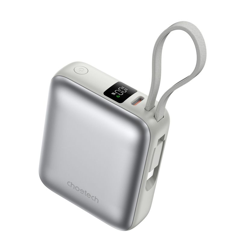 Batería externa Choetech 10000mAh 35W USB-C plata lateral